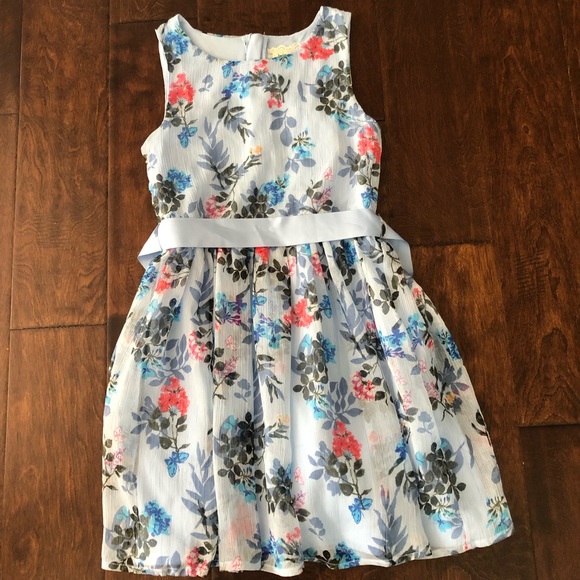 Girls floral baby blue dress - Picture 2 of 4